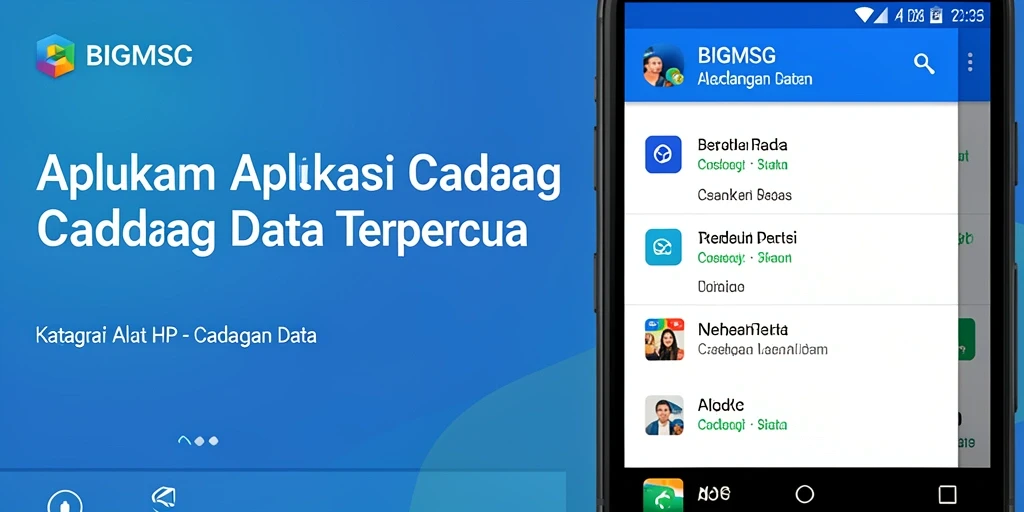 Antarmuka utama BIGMSG dengan fitur cadangan data yang intuitif.