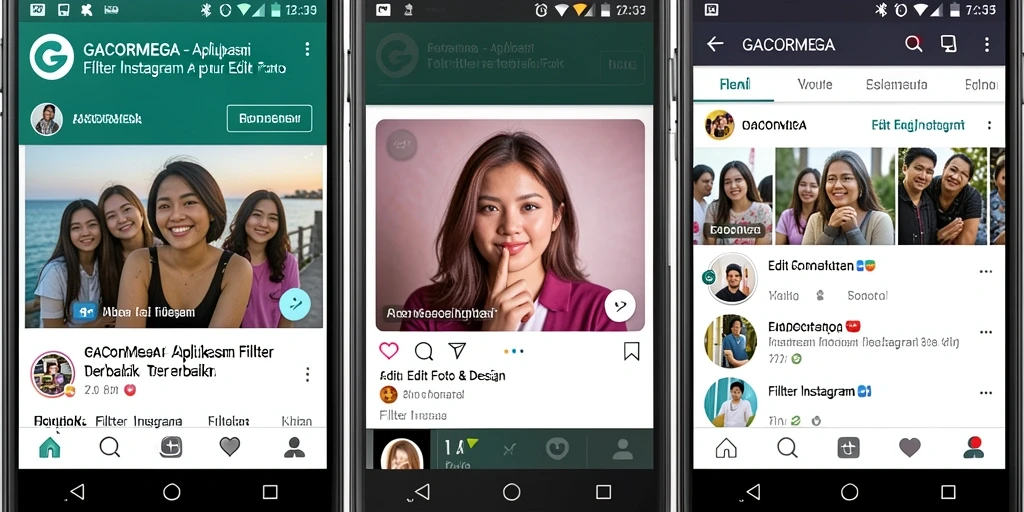 Tampilan antarmuka GACORMEGA dengan berbagai pilihan filter Instagram.