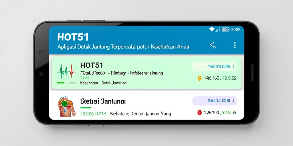 Screenshot utama HOT51 menampilkan grafik detak jantung yang jelas dan informatif.