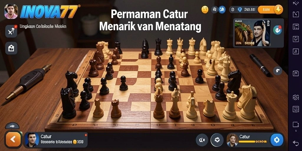 Tampilan antarmuka permainan Catur INOVA77 yang modern dan interaktif.