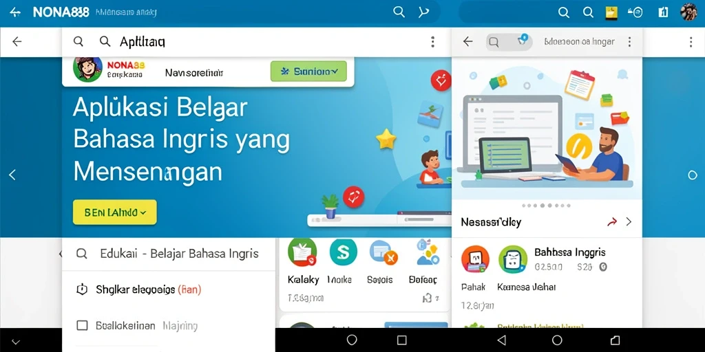 Tampilan antarmuka menarik untuk aplikasi Belajar Bahasa Inggris.
