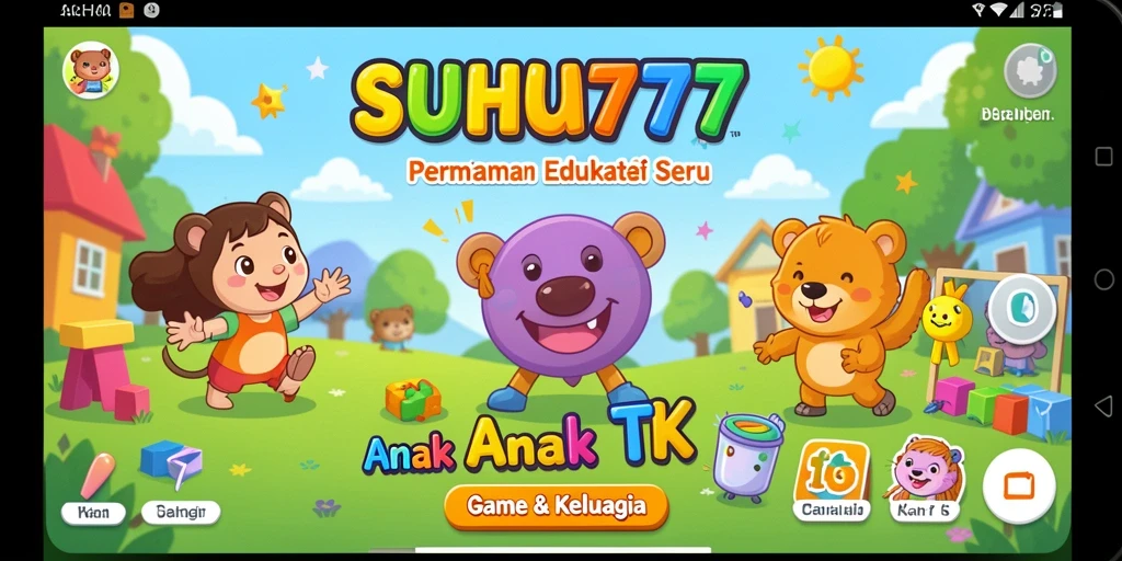Tampilan antarmuka aplikasi Game Anak TK yang ceria dan interaktif.