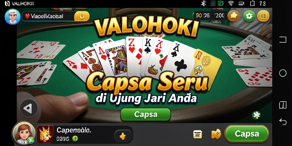 Tampilan antarmuka permainan Capsa VALOHOKI yang menarik.